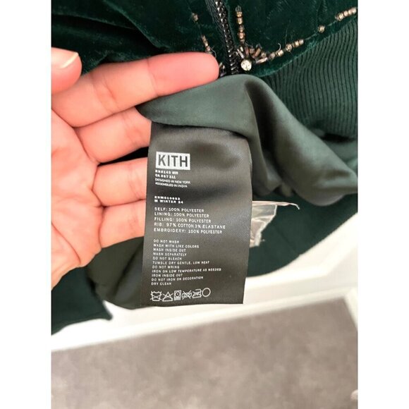 Kith Beaded Velvet Clay Bomber Jacket Stadium Green Size S - Picture 5 of 10